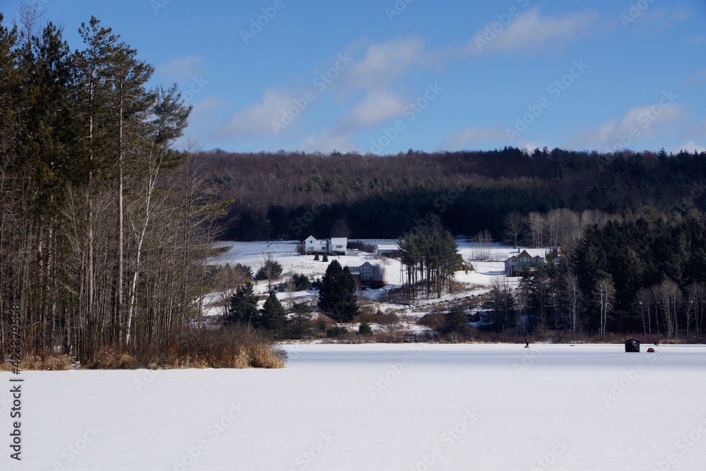 Ice fishing on Wilber Lake in Oneonta NY Ice fishing on Wilber Lake in Oneonta NY