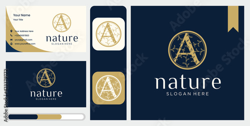 Simple nature leaf ornament logo design flower logo