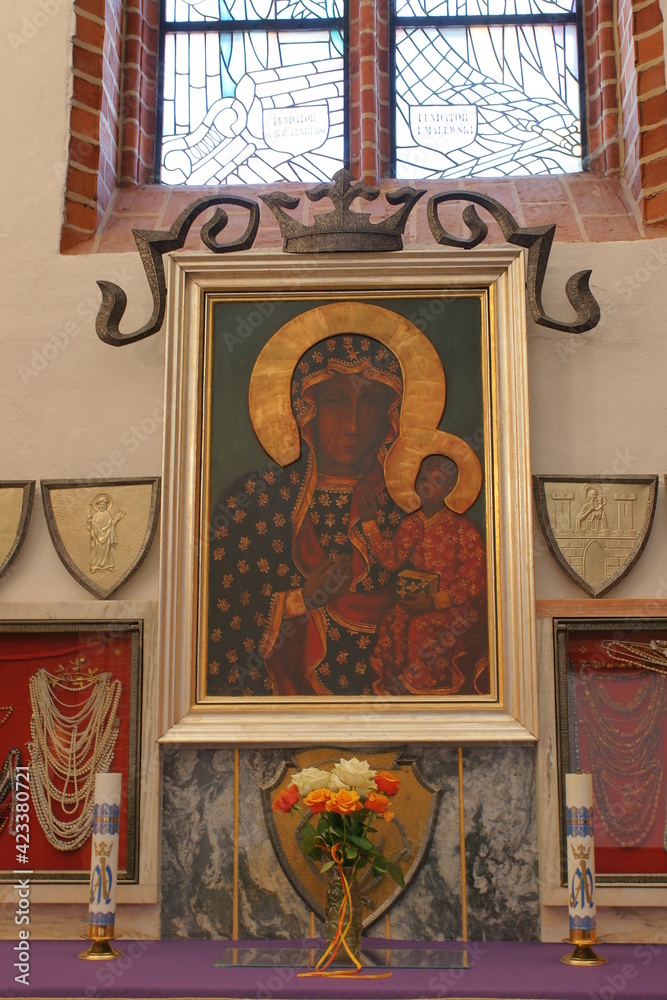Olsztyn. Katedra św. Jakuba. Matka Boska Jasnogórska. Obraz.  - obrazy, fototapety, plakaty 