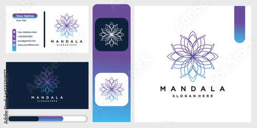 Beautiful circular mandala logo in gradation for boutique, florist, business, interior.