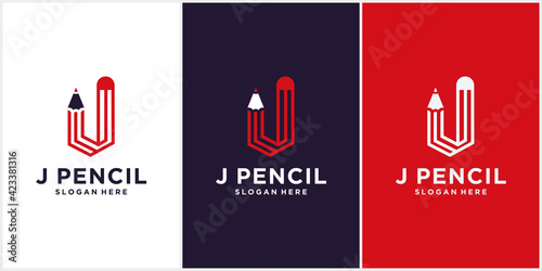 Logo lettering alphabet pencil logo template letter  with pencil logo design icon with background  pencil logo template vector icon