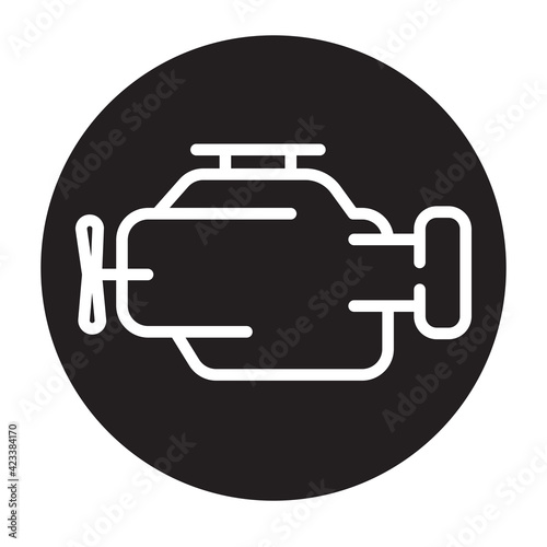Symbol of internal combustion Engine Simple thin line vector