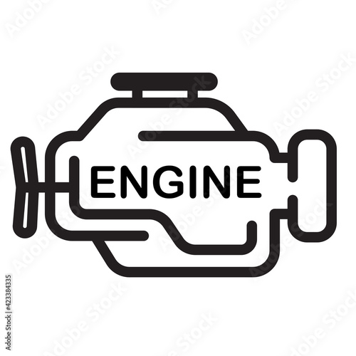 Symbol of internal combustion Engine Simple thin line vector