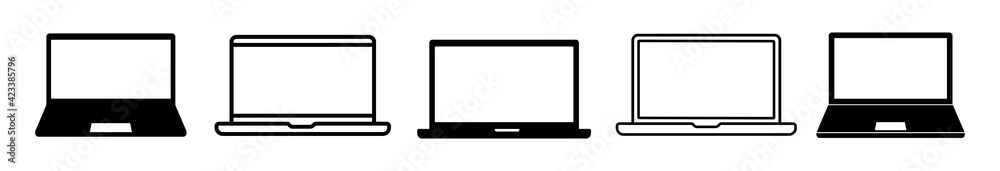 set of Laptop icons, Laptop in different style, notebook in line and flat style, Vector illustration set of Laptop icons, Laptop in different style, notebook in line and flat style, Vector illustration