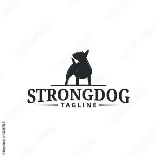 Strong dog logo design - a silhouette of bull terrier vector