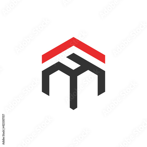 FM or MF logo design wordmark initials logo in polygon shape with negative space