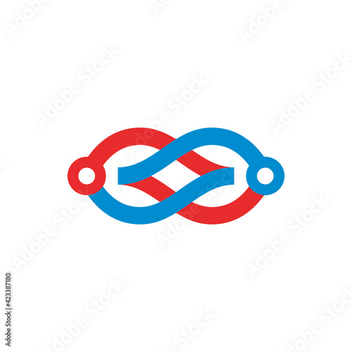 community logo design with infinity symbol connection, a holding hand figure vector