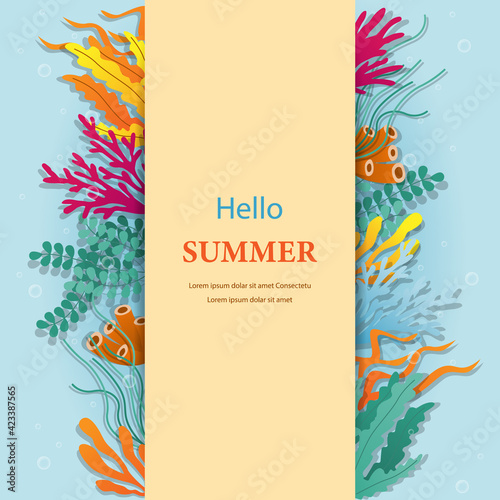 summer vacation template, under the sea, banner