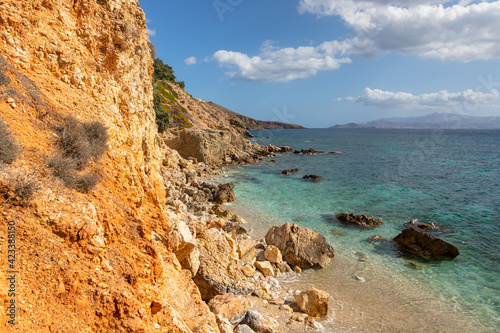 View of the coast in Piso Livadi, Paros Island, Greece.