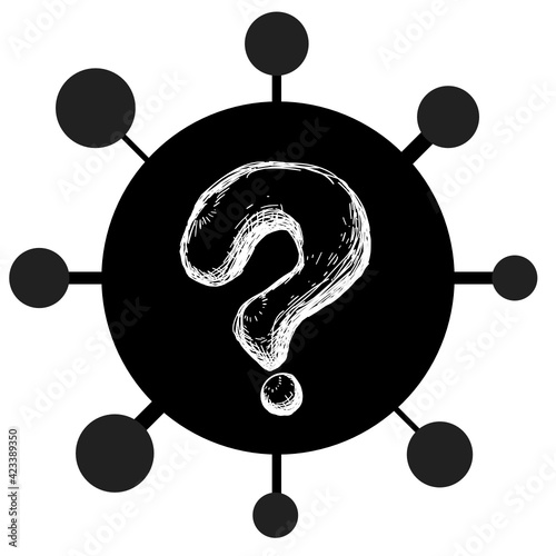 Corona Covid 19 SARS Virus Pandemie Question mark Black and White 