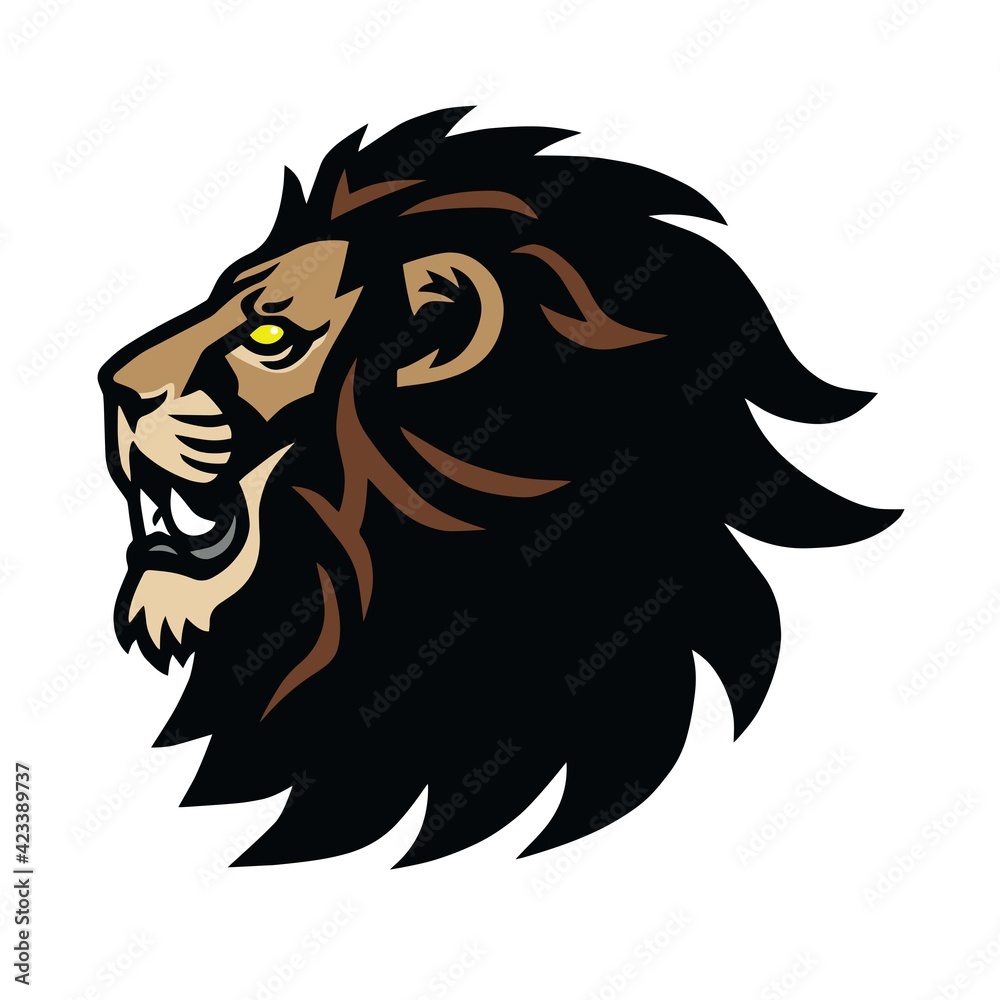 Lion Head Roar Sports Mascot Logo Vector Design Illustration