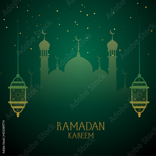 ramadan kareem green wishes greeting design