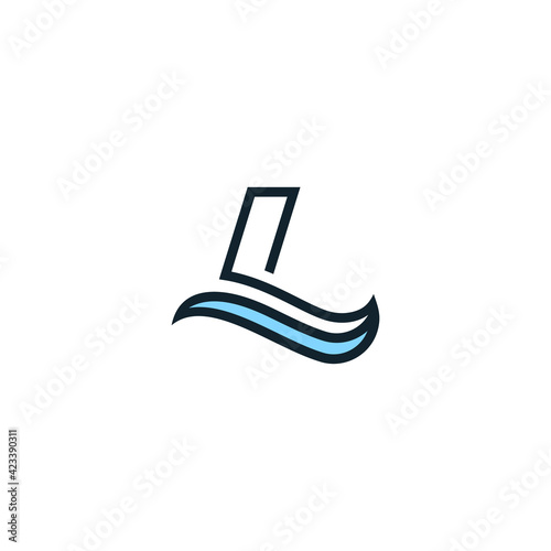 initial logo with dynamic letter L and wave - creative line art design vector