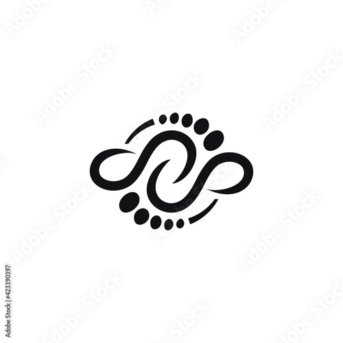 2 flipped healthy feet  in circle logo design vector - black and white