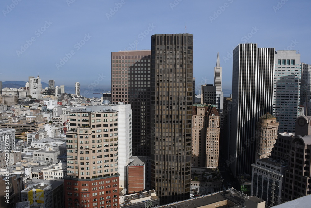 Downtown San Francisco. The Financial District is a neighborhood in San Francisco, California, that serves as its main central business district.
