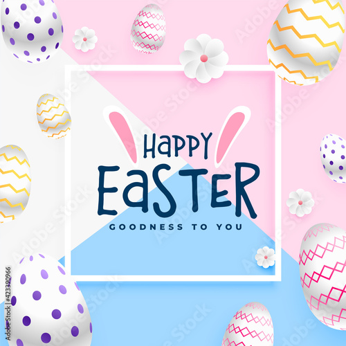 happy easter greeting card in pastel colors