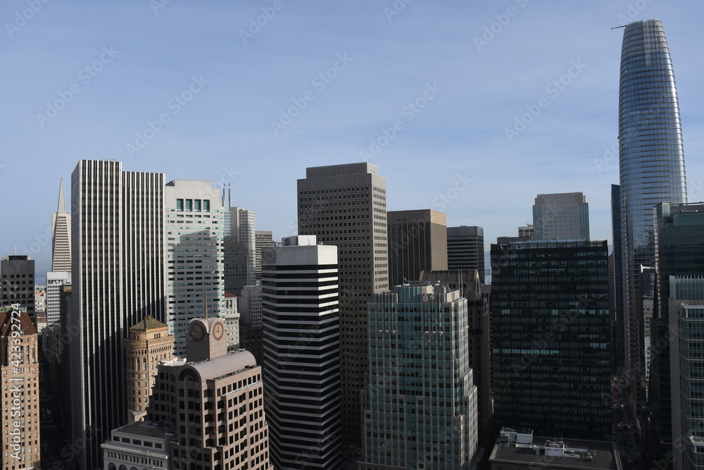 Downtown San Francisco. The Financial District is a neighborhood in San Francisco, California, that serves as its main central business district.