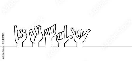 Deaf sign language, slogan Italy. gestures hand, fingerspelling. Flat vector taly quote. photo