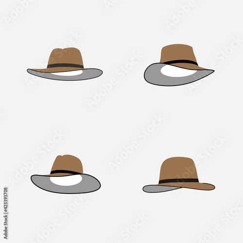 set of cowboy hat simple flat vector illustration
