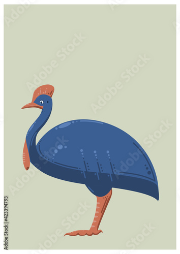 cute cassowary guineafowl illustration