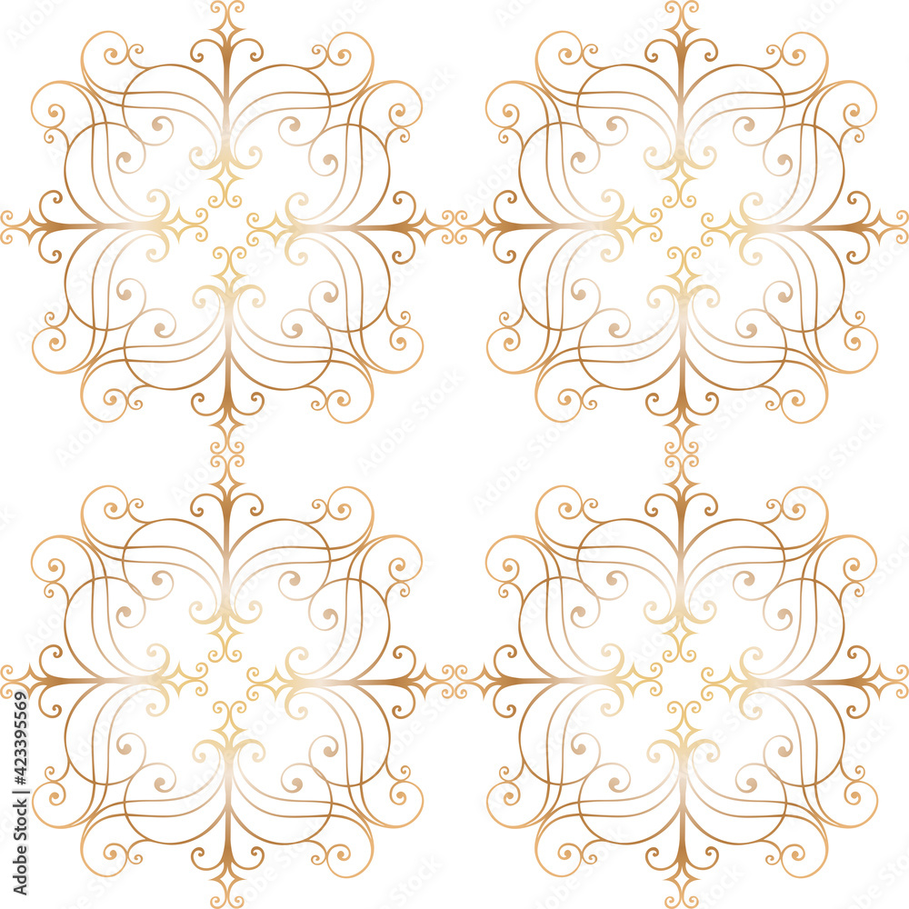 Gold ornament in vintage style on a white background.