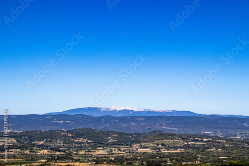 Large panorama of the countryside in provence with the mont Ventoux in background and a nice cloudless sunny day
