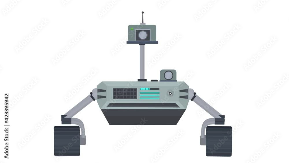 Animation of a Martian research rover, alpha channel enabled. Cartoon