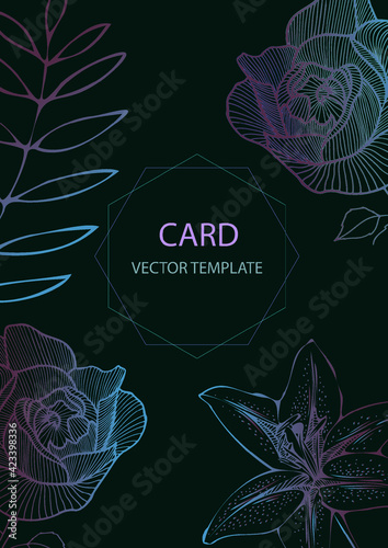 A vector design of hand drawn flowers.  Graphic floral elements to reuse.