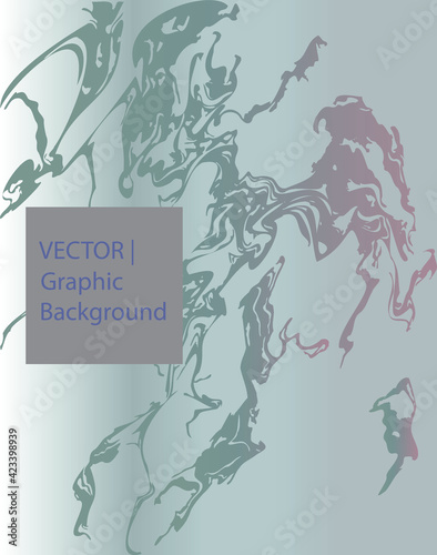 A vector graphic illustration of abstract colourful swirls on a silver metallic background 