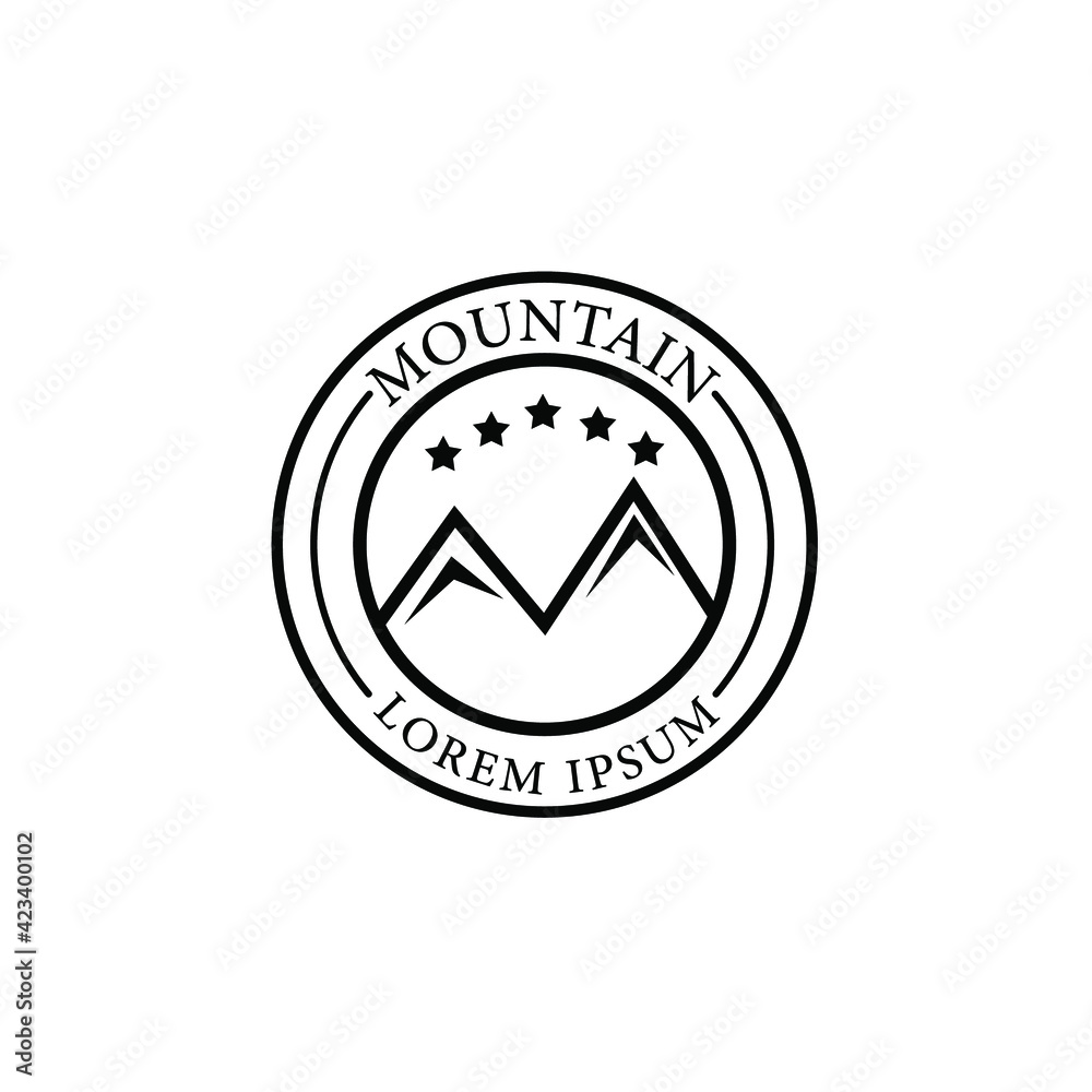 Set of retro styled vector mountain and outdoor adventures logo