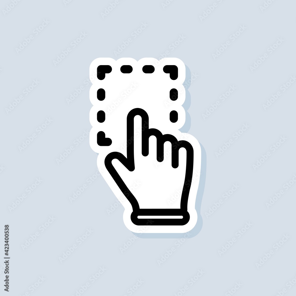 Click mouse pointer sticker. Clicking finger icon, cursor. Hand pointer, clicking icons. Vector on isolated white background. EPS 10