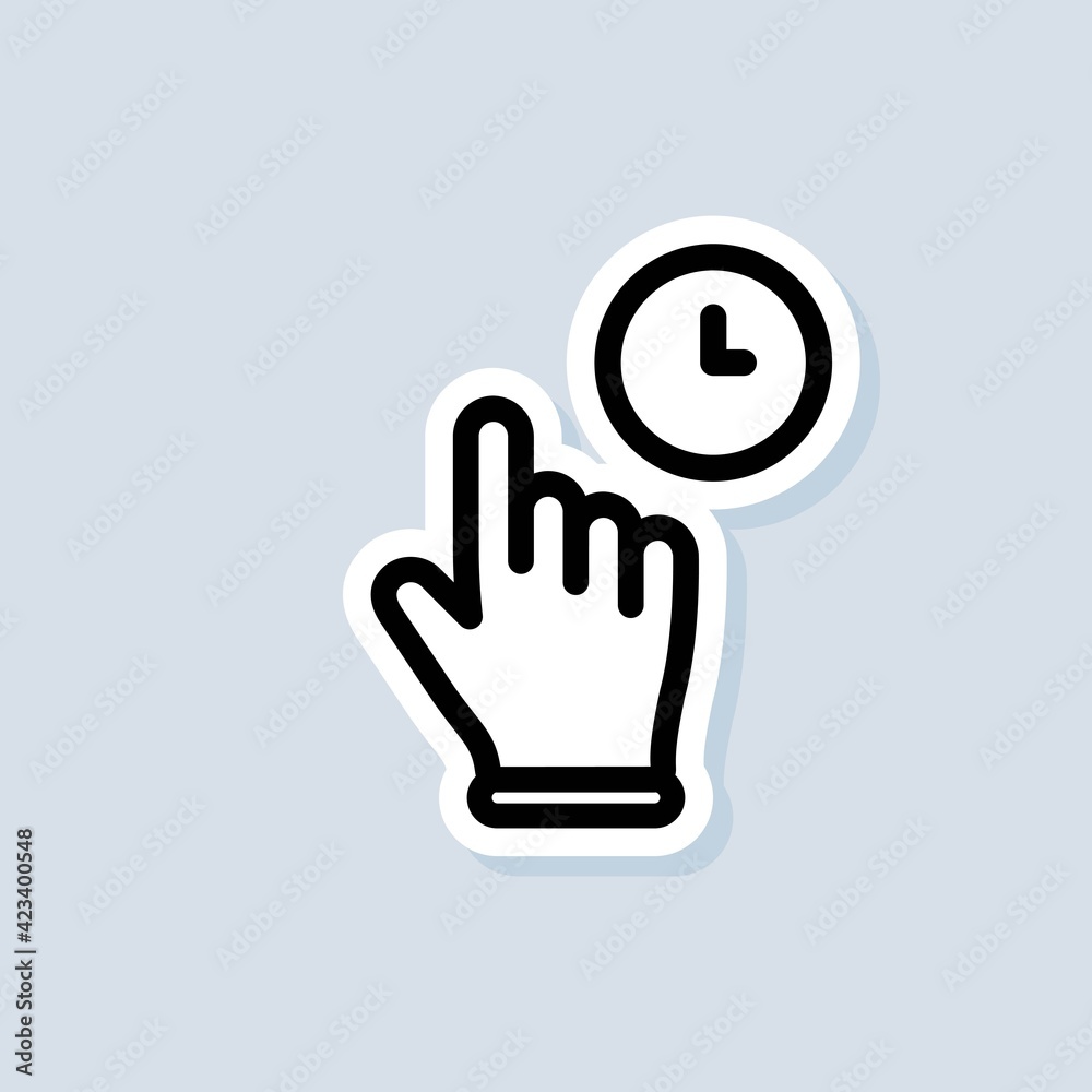 Clicking finger icon, cursor sticker. Hand pointer, clicking icon. Vector on isolated white background. EPS 10 Clicking finger icon, cursor sticker. Hand pointer, clicking icon. Vector on isolated white background. EPS 10