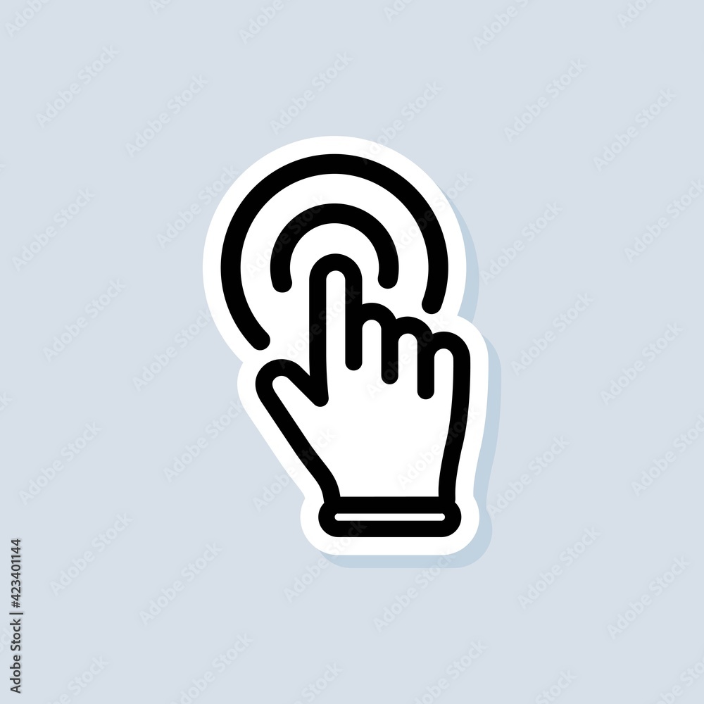 Clicking hand pointer sticker. Clicking cursor icon. Clicking finger icon, hand pointer. Vector on isolated white background. EPS 10 Clicking hand pointer sticker. Clicking cursor icon. Clicking finger icon, hand pointer. Vector on isolated white background. EPS 10