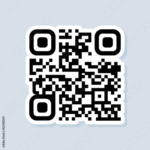 QR code sticker. QR code for smartphone. Inscription scan me with smartphone icon. For digital payment concept. Vector on isolated white background. EPS 10