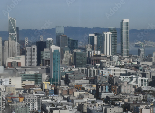Beautiful aerial view of the San Francisco  USA. View of the Downtown  and San Francisco streets.