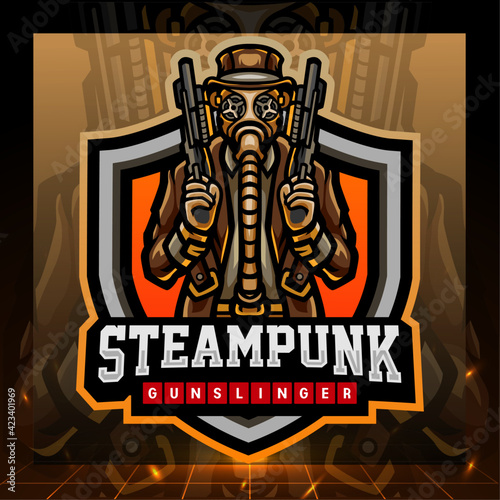 Steampunk gunslinger mascot. esport logo design