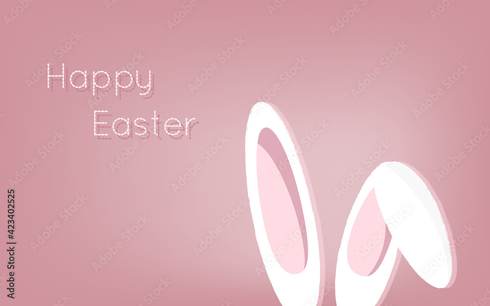 Easter greeting card with cute hiding bunny, vector 