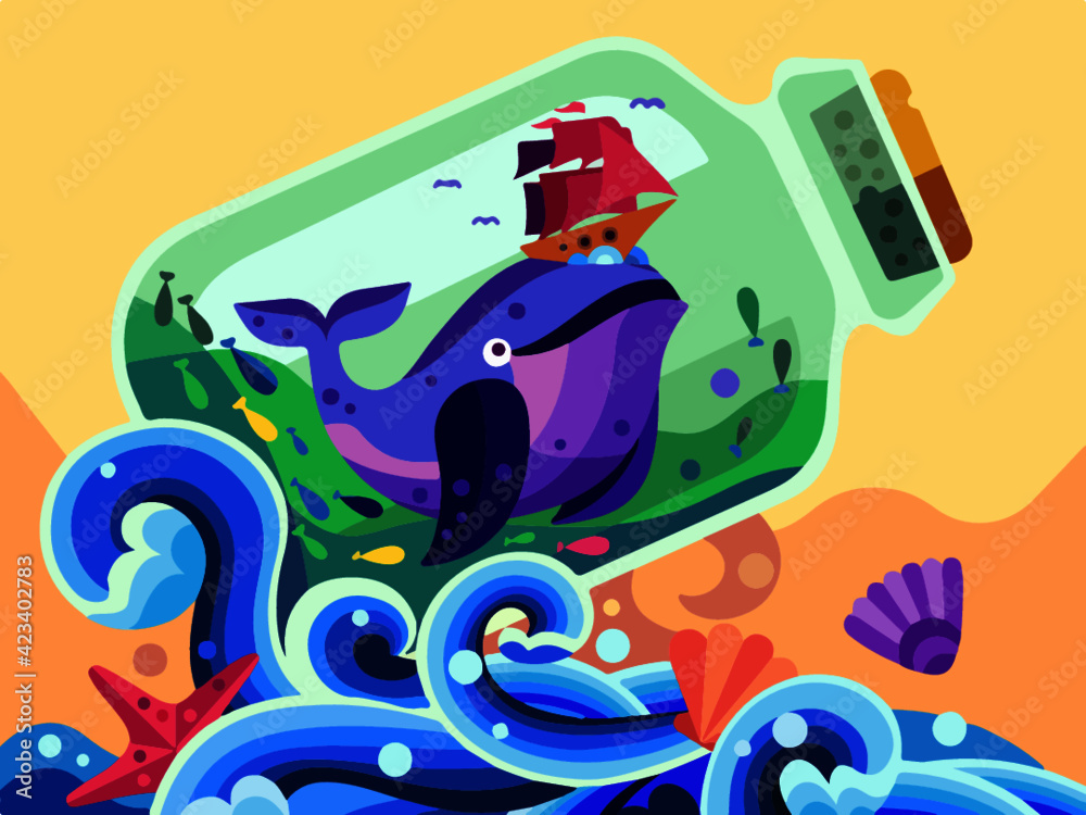 Fototapeta premium Whale in bottle