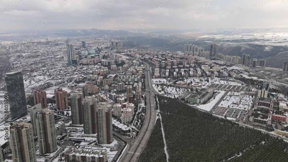Drone photography of the city and forest (Park Oran Konutları), Ankara - Turkey