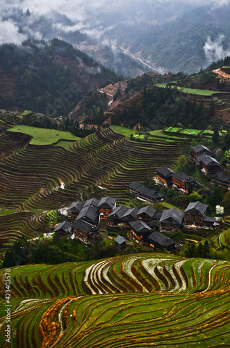 Tiantouzhai village amidst the Longsheng, or Longji, 