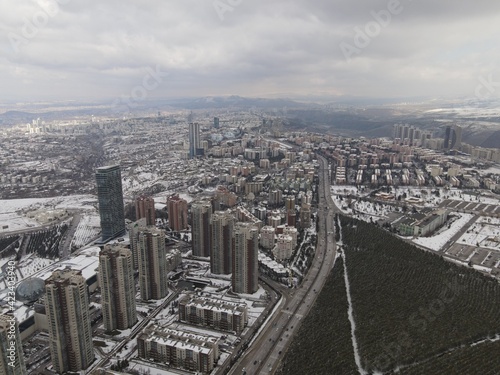 Drone photography of the city and forest  Park Oran Konutlar     Ankara - Turkey