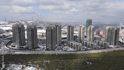 Drone photography of the city and forest  Park Oran Konutlar     Ankara - Turkey