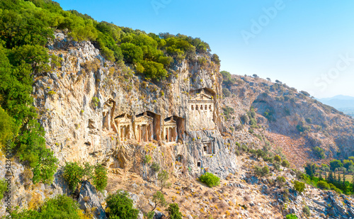 Obraz na płótnie Famous Lycian Tombs of ancient Caunos town, Dalyan, Turkey w salonie