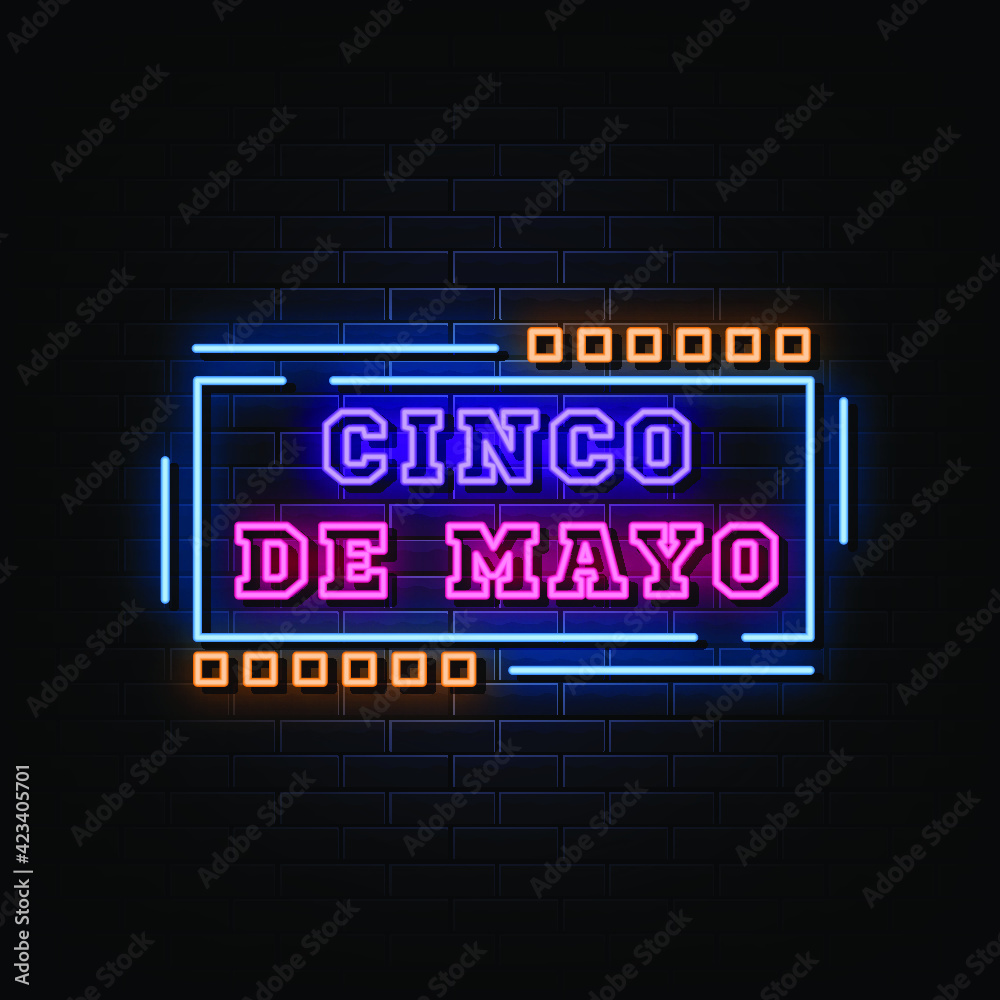 Cinco de mayo neon signs vector. Design template neon style