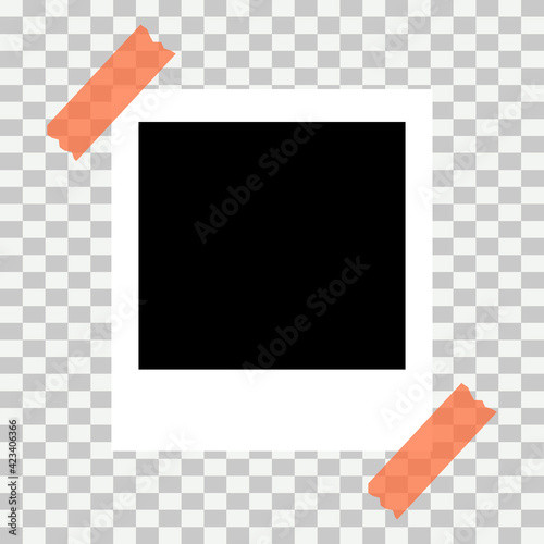 Old photo empty frame isolated on transparent background. Blank instant frame vector illustration, template card