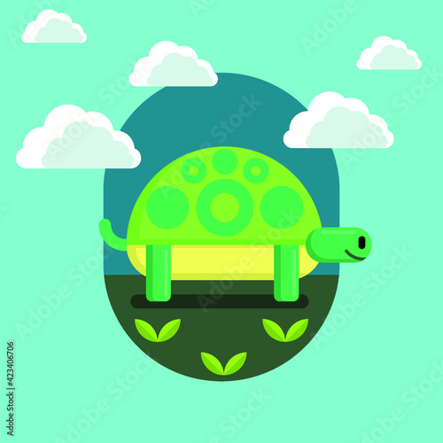 geometric flat illustration turtle in vector