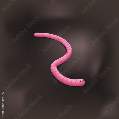 vector realistic illustration of earthworm