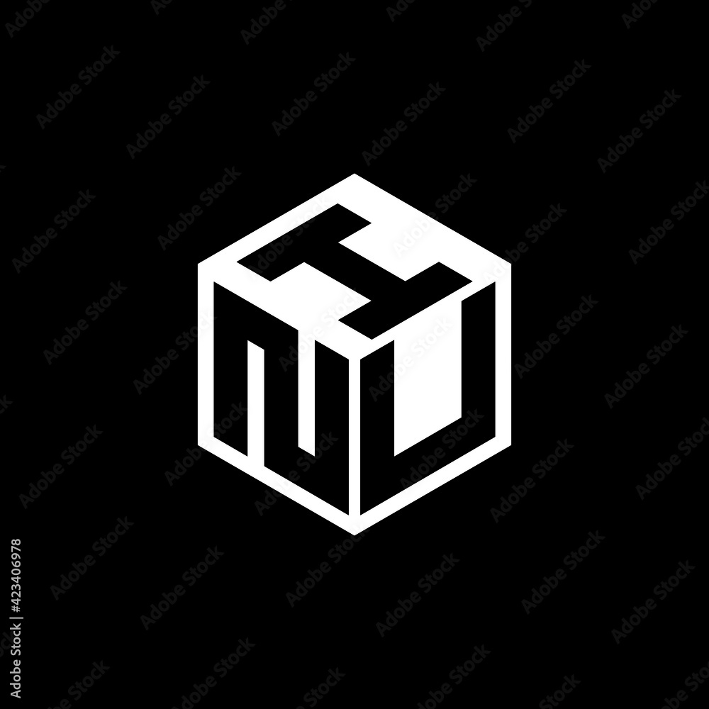 NUI letter logo design with black background in illustrator, cube logo ...