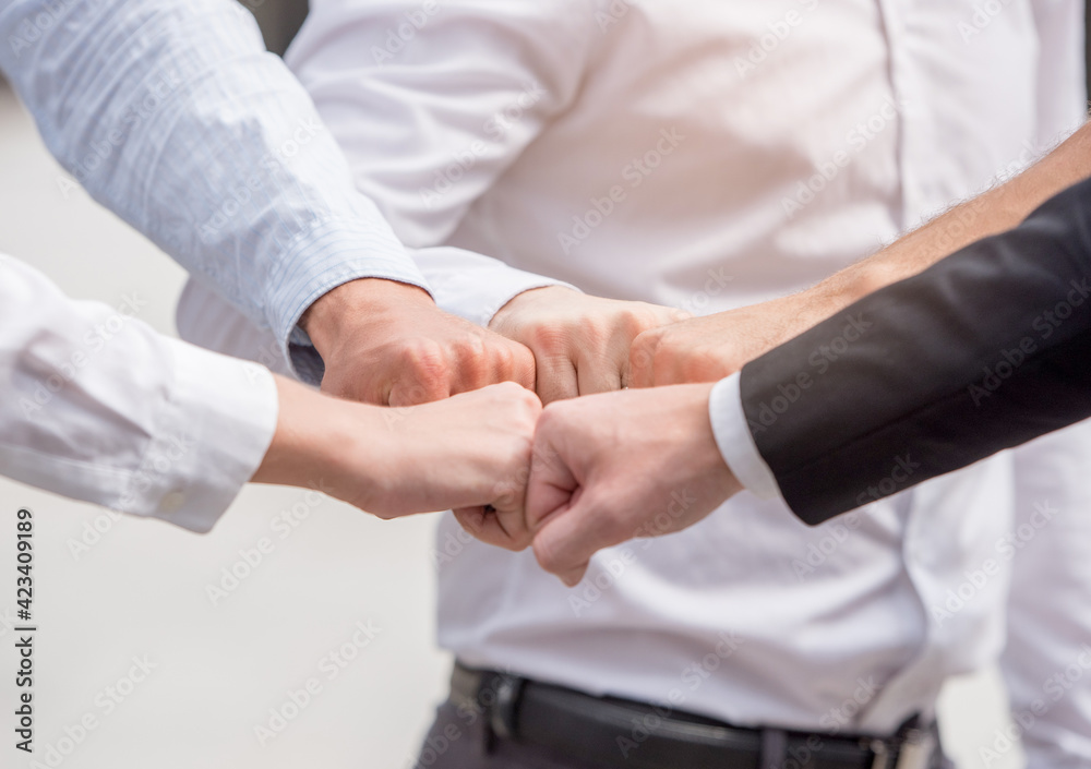 close up of business people  join hands together, teamwork concept.