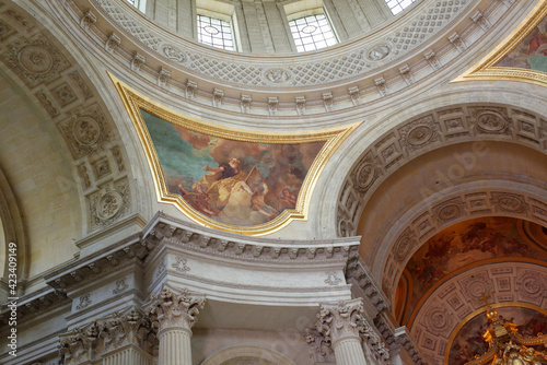  Internal painting of the Cathedral of St. Louis of the Invalides.Detail of the dome of the cathedral. Architect Jules Ardouin-Mansart